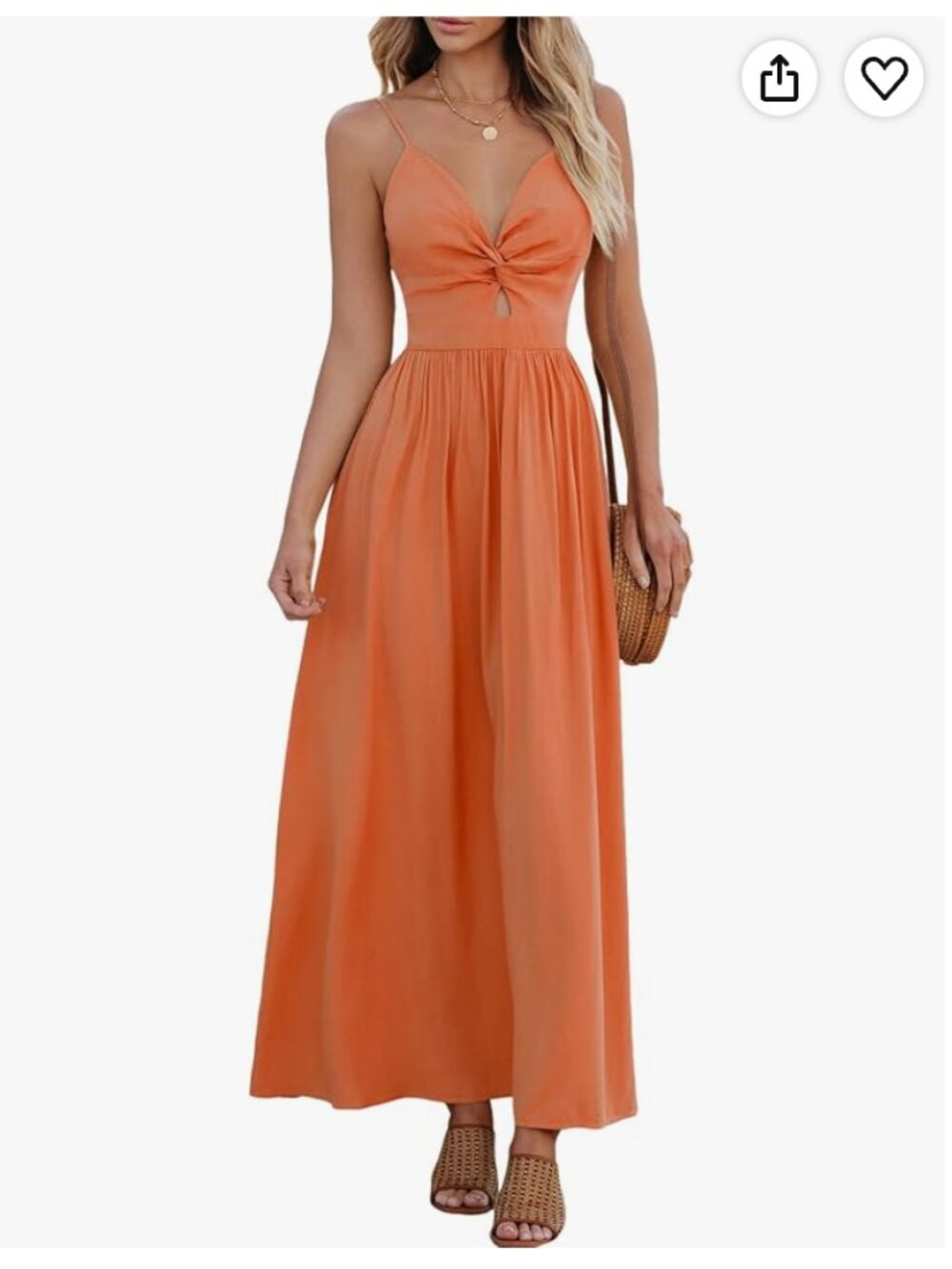 Cupshe Orange Front Twist & Keyhole Maxi Dress